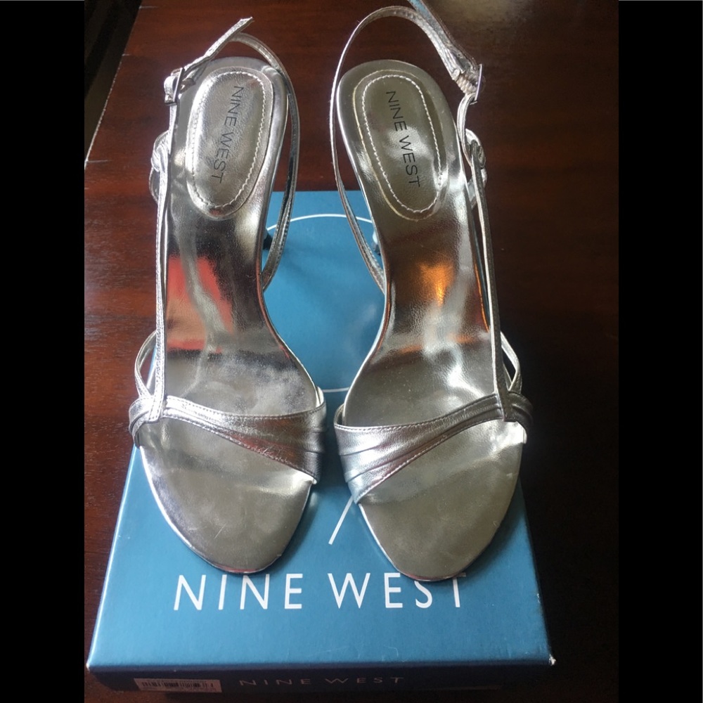 Nine West Silver Leather Heels